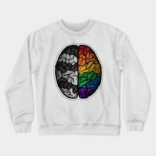 Large LGBT Ally Pride Flag Colored Brain Vector Crewneck Sweatshirt
